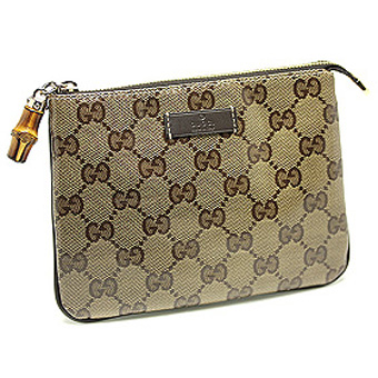 グッチ GUCCI バッグ コピー ポーチ 24095 FT0FG 9643 BUSTINE BAMBOO MEDIUM クリスタル GGキャンバス ミディアム ベージュ/ブラウン